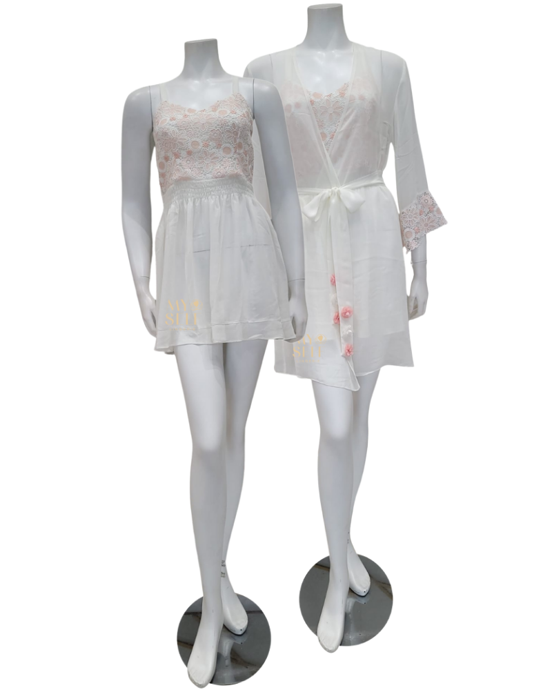 Rya Collection 582 + 583 Ivory Lush Chemise and Cover Up Set myselflingerie.com