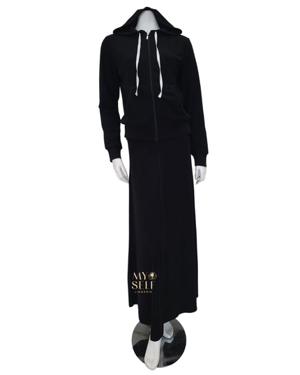 Red Myth SB0CM7321C Jet Black Terry 2 Piece Bathrobe Set myselflingerie.com