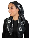 Tie Ur Knot Black Floral Pinstripe Triangle with Full Non Slip Grip