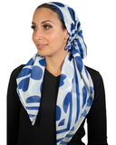 Tie Ur Knot Blue Tile Adjustable Pre-Tied Bandanna with Full Non Slip Grip