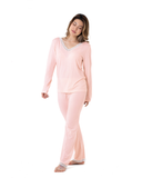 Dorina Pampas Soft Pink Lace V Neck Pajamas