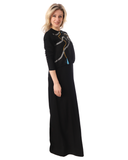 SS22N16B Chain Print & Tassels Black Cotton Nursing Nightgown