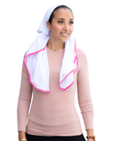 Tie Ur Knot Dri Fit White/Pink Border Adjustable Pre-Tied Bandanna with Full Grip