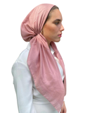 Scarf Bar SB Classic Solid Shimmer Rose Pre-Tied Bandanna with Full Grip myselflingerie.com