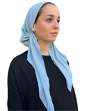 Scarf Bar Classic Jersey Ribbed Sky Blue Pre-Tied Bandanna with Full Grip myselflingerie.com