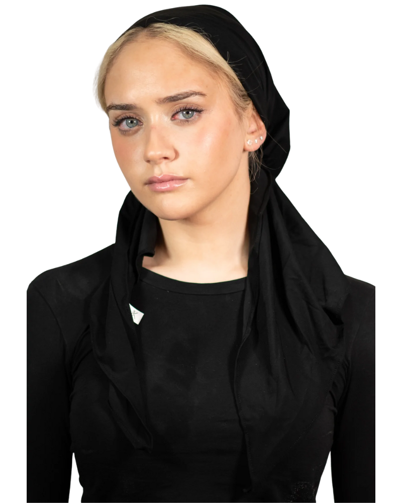 Tie Ur Knot Black Bathing Suit Fabric Adjustable Pre-Tied Swim Bandanna myselflingerie.com