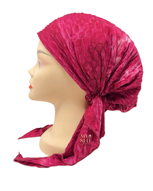 Ahead  Wine Jacquard Tie Dye Lined Pre-Tied Bandanna