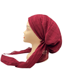 22ITHX4226 Burgundy Tiered Look Lined Pre-Tied Bandanna