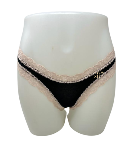 Fleur't 601 Iconic Modal Lace Trim Thong myselflingerie.com