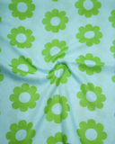 Nicsessories Blue/Green Retro Daisy Print Pre-Tied Bandanna with Full Non Slip Grip myselflingerie.com