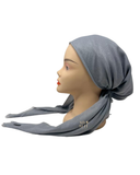 Nicsessories Solid Shimmer Light Grey Pre-Tied Bandanna with Full Non Slip Grip