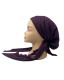 Nicsessories Solid Shimmer Plum Pre-Tied Bandanna with Full Non Slip Grip