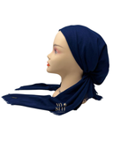 Solid Navy Pre-Tied Bandanna with Full Non Slip Grip