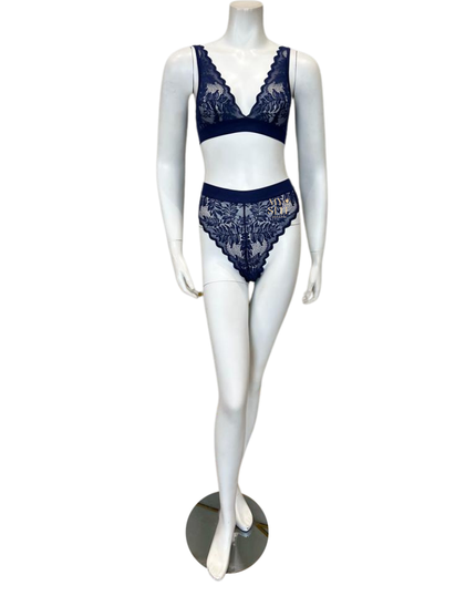 Kilo Brava 11046 + 12055 Blue Lace Tall Triangle Bralette & Panty Set myselflingerie.com