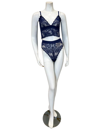 Kilo Brava 11047 + 12055 Blue Lace Longline Bralette & Panty Set myselflingerie.com