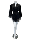 Kilo Brava 17009B Satin & Lace Black Wrap Robe myselfingerie.com