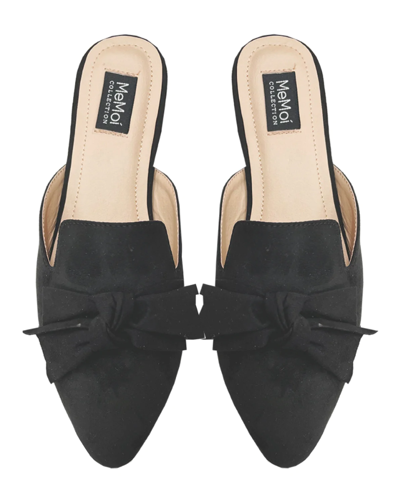 Me Moi CSL07479 Black Audrey Suede Slippers myselflingerie.com