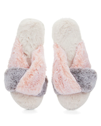 Me Moi MZP07109 Rita Plush Open Toe Slippers myselflingerie.com