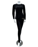 Jackie O'Loungewear VLPJ-BLK Black Velour Pajamas Set myselflingerie.com