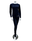 Jackie O'Loungewear VLPJ-BLU Blue Velour Pajamas Set myselflingerie.com