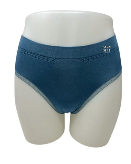 Wacoal 871374 Bluestone B-Smooth Seamless Hi Cut Brief with Lace myselflingerie.com