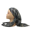 SP238 Black Metallic Plaid Pre-Tied Open Back Bandanna