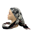 SP211 Black Multi Floral Open Back Pre-Tied Bandanna