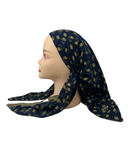 SP236 Navy Flowers Print Pre-Tied Open Back Bandanna