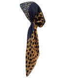 Revaz Navy Leopard Print Adjustable Pre-Tied Bandanna with Velvet Grip