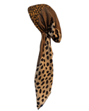 Revaz Brown Leopard Print Adjustable Pre-Tied Bandanna with Velvet Grip