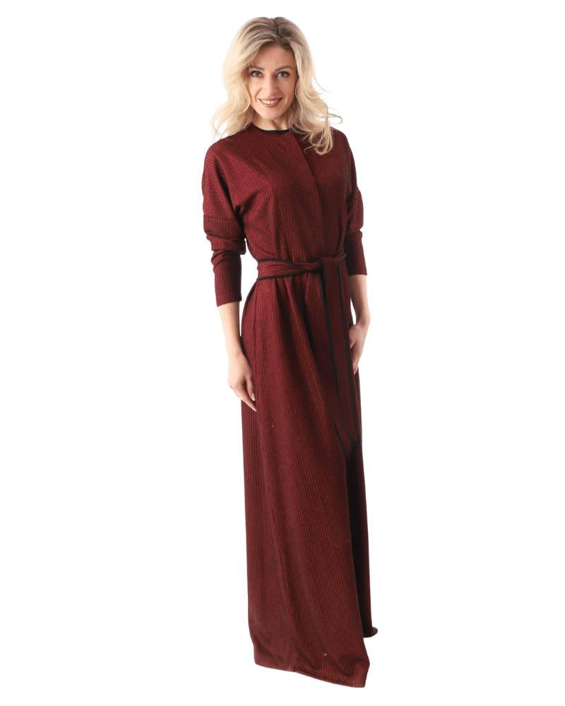 Chicolli FW23MR04 Black/Burgundy Alison Modal Morning Robe myselflingerie.com