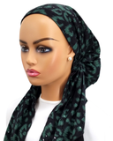 Ahead Black/Green Brushed Strokes Lined Pre-Tied Bandanna