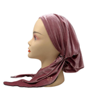 Triple Up Pink Velvet Ribbed Lined Pre-Tied Bandanna