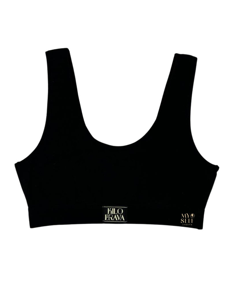 Kilo Brava 11049 Black Cotton Scoop Bralette myselflingerie.com