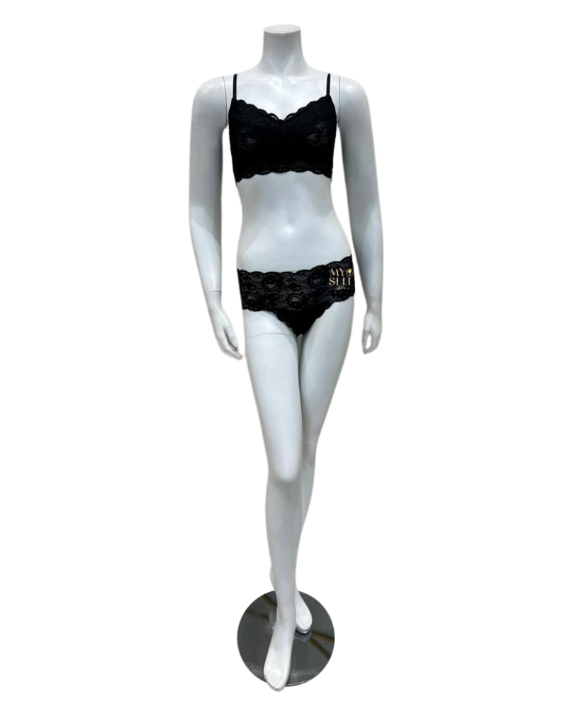 Cosabella NEVER1324 + 07ZL Black Lace Curvy Bralette & Short Set myselflingerie.com