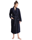 Calida 61302 #339 Dark Lapis Blue Cotton Blend Luxury Bath Robe myselflingerie.com