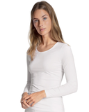Calida 15075 #001 White Long Sleeve Natural Comfort Cotton Undershirt myselflingerie.com