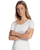 Calida 14075 #001 White Short Sleeve Natural Comfort Cotton Undershirt myselflingerie.com