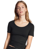 Calida 14075 #992 Black Short Sleeve Natural Comfort Cotton Undershirt myselflingerie.com