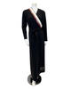 ESPi AG931 3 Stripe Screen Print Black Cotton Morning Robe Wrap myselflingerie.com