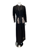 ESPi Leopard Print Sleeve Zippered Black Hooded Morning Robe