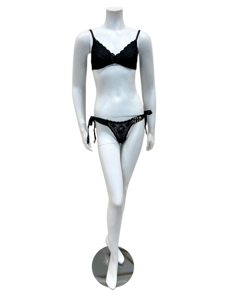 Cosabella NEVER1320 + 0372 Black Tie Me Up Bralette Set myselflingerie.com