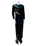 Chicolli FW23N25A Black Multi Combo Foil Abstract Button Down Nightgown myselflingerie.com