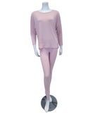3049-R Dusty Pink Round Neck Modal Pajamas Set