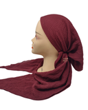 Lizi Headwear Solid Burgundy Crimped Pre-Tied Bandanna with Light Grip