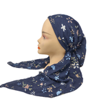 Lizi Headwear Navy Floral Crimped Pre-Tied with Light Grip