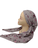 Lizi Headwear Mauve Floral Crimped Pre-Tied with Light Grip