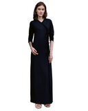 Ellwi Velvet Bows Wrap Style Black Cotton Nightgown