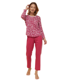 Rosch Sporty Animal Print Hot Hibiscus Cotton Blend Pajamas Set