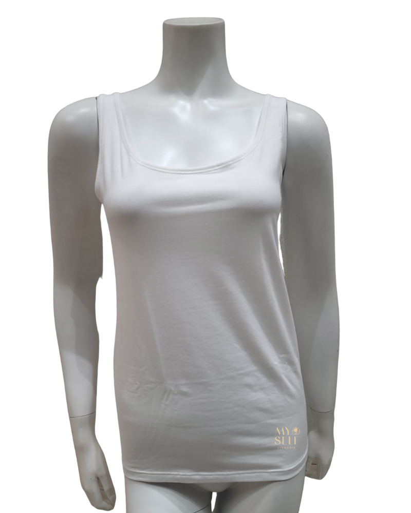 Calida 12175 #001 White Sleeveless Cotton Undershirt Tank Top myselflingerie.com